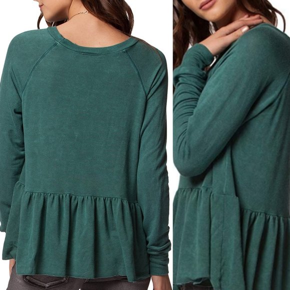 New PPLA Vintage Wash Acid wash Peplum Jersey Tee - Picture 3 of 10